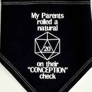 DnD Baby Bandana Bib- "Conception Check". Dungeons Dragons RPG DnD Gaming D&D Tabletop D20 Roleplay Pathfinder DM Geek 5E Fantasy Anime
