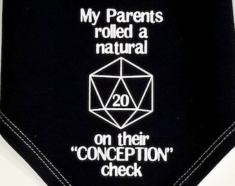 DnD Baby Bandana Bib- "Conception Check". Dungeons Dragons RPG DnD Gaming D&D Tabletop D20 Roleplay Pathfinder DM Geek 5E Fantasy Anime
