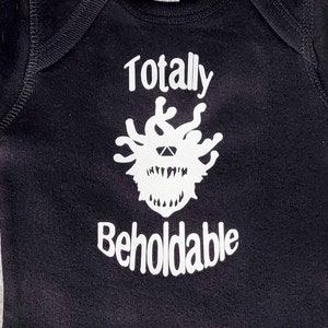 Dnd Baby Shirt- &quot;Totally Beholdable&quot;. Dnd Baby, DnD Gifts, Anime Baby, Nerdy Baby, Tabletop Gaming, Dnd Shirt.