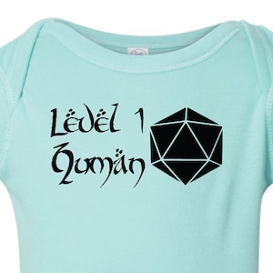 Dnd Baby Shirt- &quot;Level 1 Human&quot;. Dnd Baby, DnD Gifts, Anime Baby, Nerdy Baby, Tabletop Gaming, Dnd Shirt.