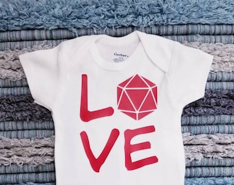 Dnd Baby Shirt- "Love". Dnd Baby, DnD Gifts, Anime Baby, Nerdy Baby, Tabletop Gaming, Dnd Shirt.