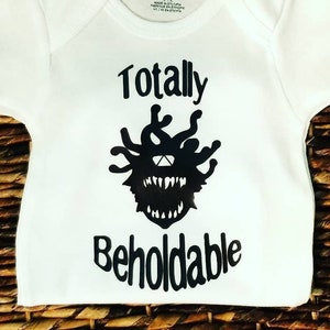 Dnd Baby Shirt Totally Beholdable. Dnd Baby, DnD Gifts, Anime Baby, Nerdy Baby, Tabletop Gaming, Dnd Shirt. White