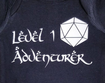 Dnd Baby Shirt- "Level 1 Adventurer". Dnd Baby, DnD Gifts, Anime Baby, Nerdy Baby, Tabletop Gaming, Dnd Shirt.
