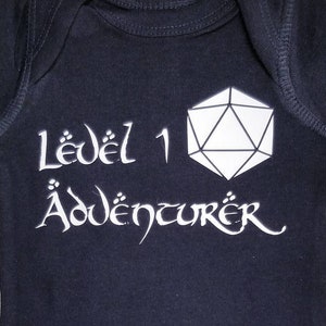 Dnd Baby Shirt- &quot;Level 1 Adventurer&quot;. Dnd Baby, DnD Gifts, Anime Baby, Nerdy Baby, Tabletop Gaming, Dnd Shirt.