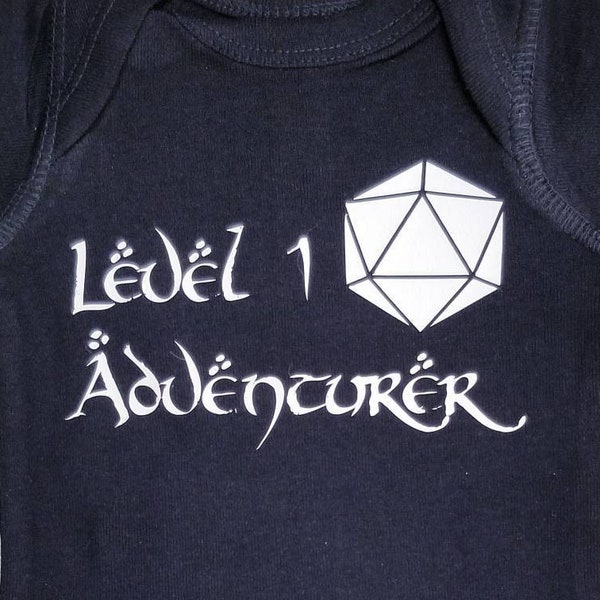 Dnd Baby Shirt- "Level 1 Adventurer". Dnd Baby, DnD Gifts, Anime Baby, Nerdy Baby, Tabletop Gaming, Dnd Shirt.