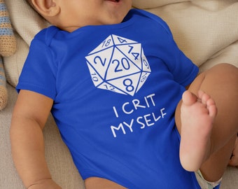 Dnd Baby Shirt- "I Crit Myself". Dnd Baby, DnD Gifts, Anime Baby, Nerdy Baby, Tabletop Gaming, Dnd Shirt, D&D Baby.