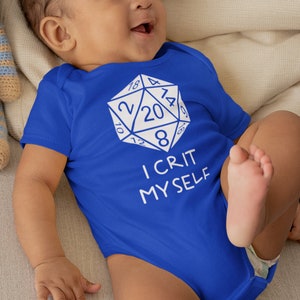 Dnd Baby Shirt- &quot;I Crit Myself&quot;. Dnd Baby, DnD Gifts, Anime Baby, Nerdy Baby, Tabletop Gaming, Dnd Shirt, D&D Baby.