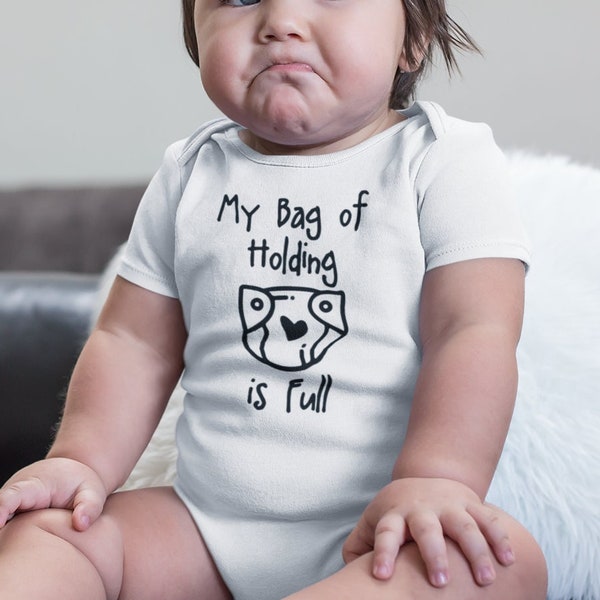 Dnd Baby Shirt- "My Bag of Holding is Full". Dnd Baby, DnD Gifts, Anime Baby, Nerdy Baby, Tabletop Gaming, Dnd Shirt.