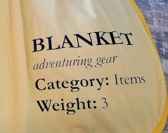 DnD Baby Blanket with Stats- Dungeons Dragons RPG DnD Gaming D&D Tabletop D20 Roleplay Pathfinder DM Geek 5E Fantasy Anime Layette Critical