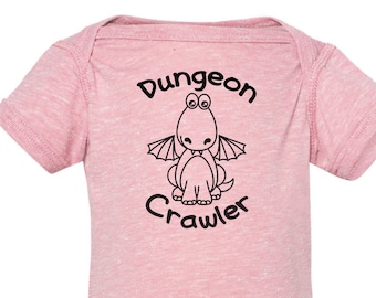 Dnd Baby Shirt- "Dungeon Crawler".  Dnd Baby, DnD Gifts, Anime Baby, Nerdy Baby, Tabletop Gaming, Dnd Shirt.
