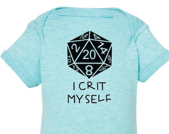 Dnd Baby Shirt- "I Crit Myself". Dnd Baby, DnD Gifts, Anime Baby, Nerdy Baby, Tabletop Gaming, Dnd Shirt.