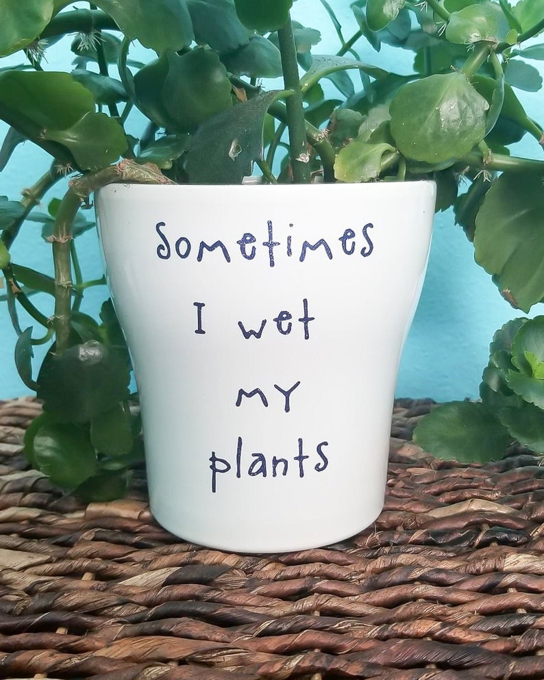 Plant Pot Decal Sometimes I wet my plants Etsy
