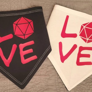 DnD Baby Bandana Bib- "Love". Dungeons Dragons RPG DnD Gaming D&D Tabletop D20 Roleplay Pathfinder DM Geek 5E Fantasy Anime