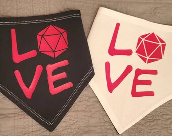 DnD Baby Bandana Bib- "Love". Dungeons Dragons RPG DnD Gaming D&D Tabletop D20 Roleplay Pathfinder DM Geek 5E Fantasy Anime