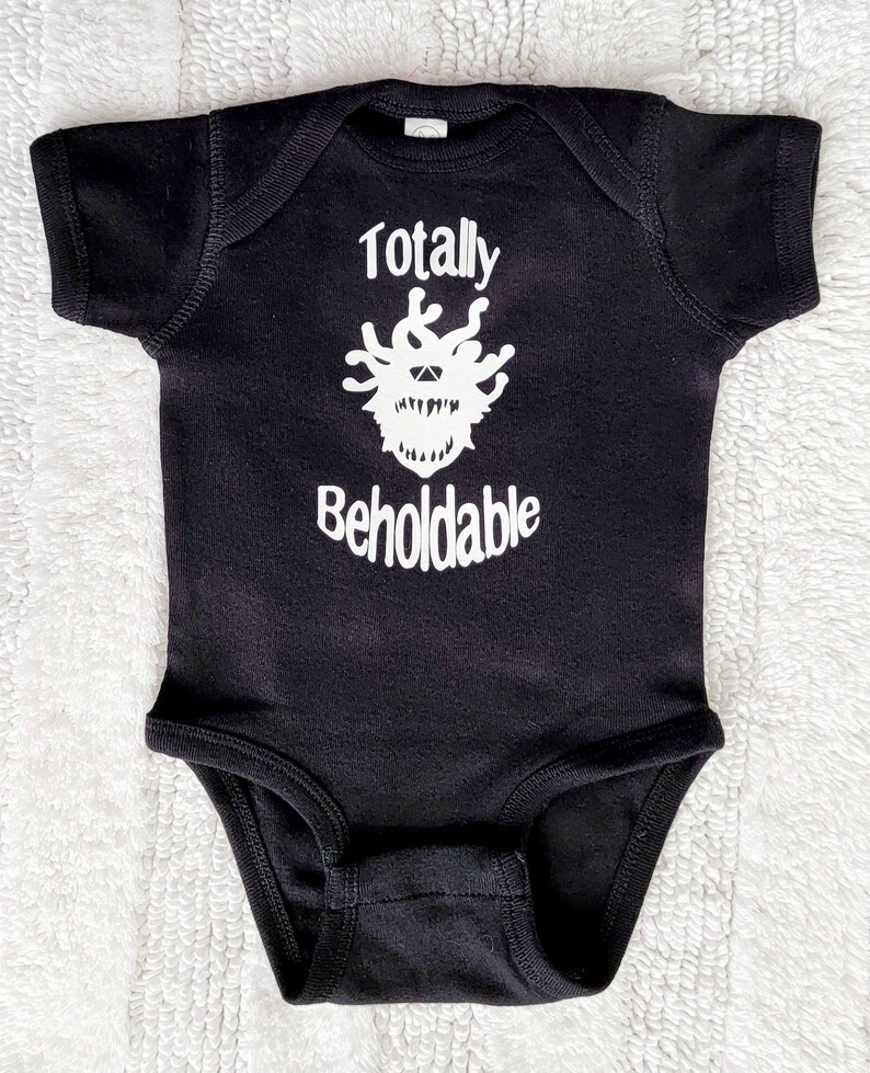 Dnd Baby Shirt Totally Beholdable. Dnd Baby, DnD Gifts, Anime Baby, Nerdy Baby, Tabletop Gaming, Dnd Shirt. Black