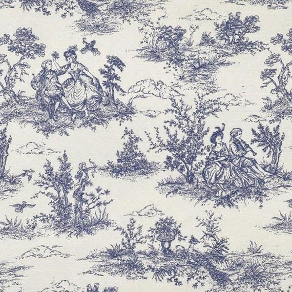 Ready now. Toile de Jouy Tablecloth.  135cm wide Up to 400cm long . Rectangle or Oval .or Round .  UK . French tablecloth.