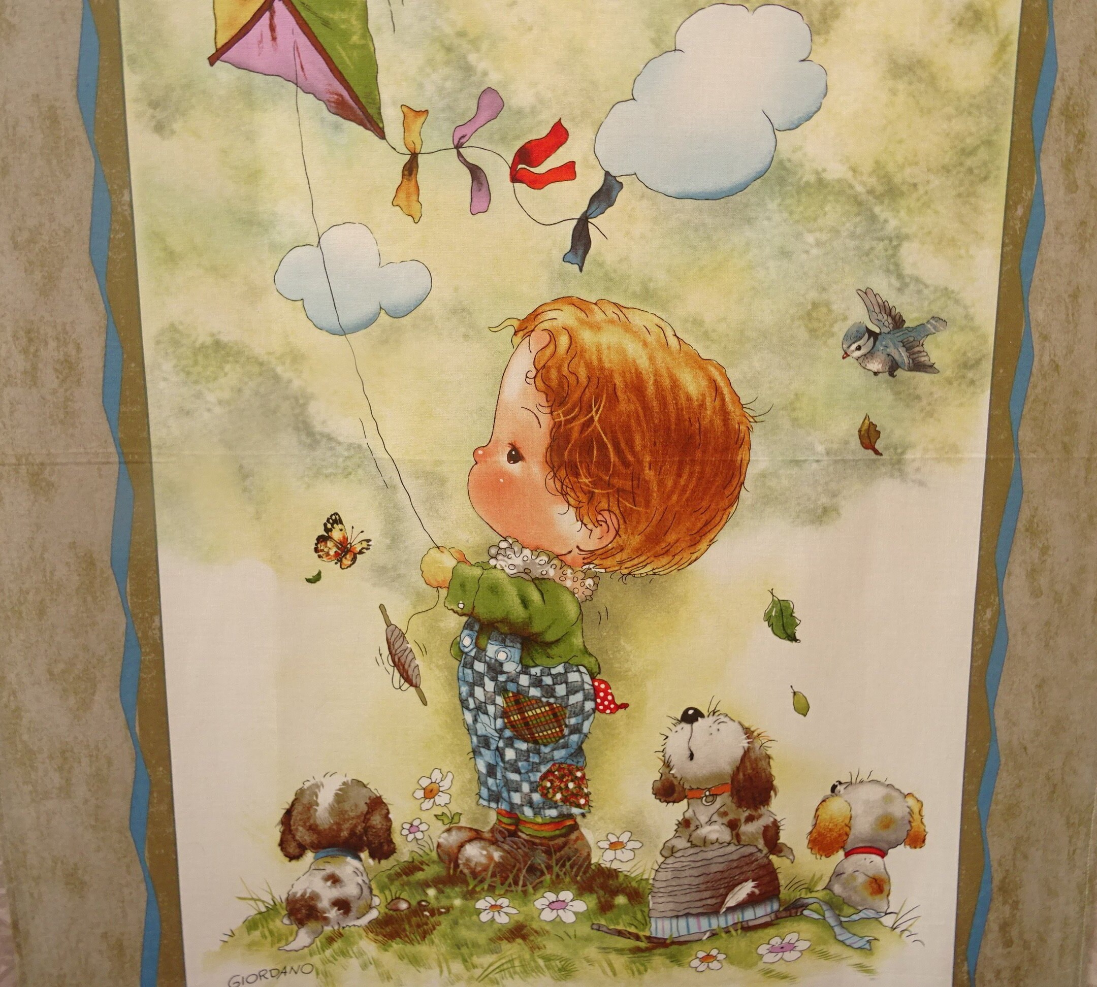 Boy Wall Hanging Childs Bedroom Decoration Fabric Cotton