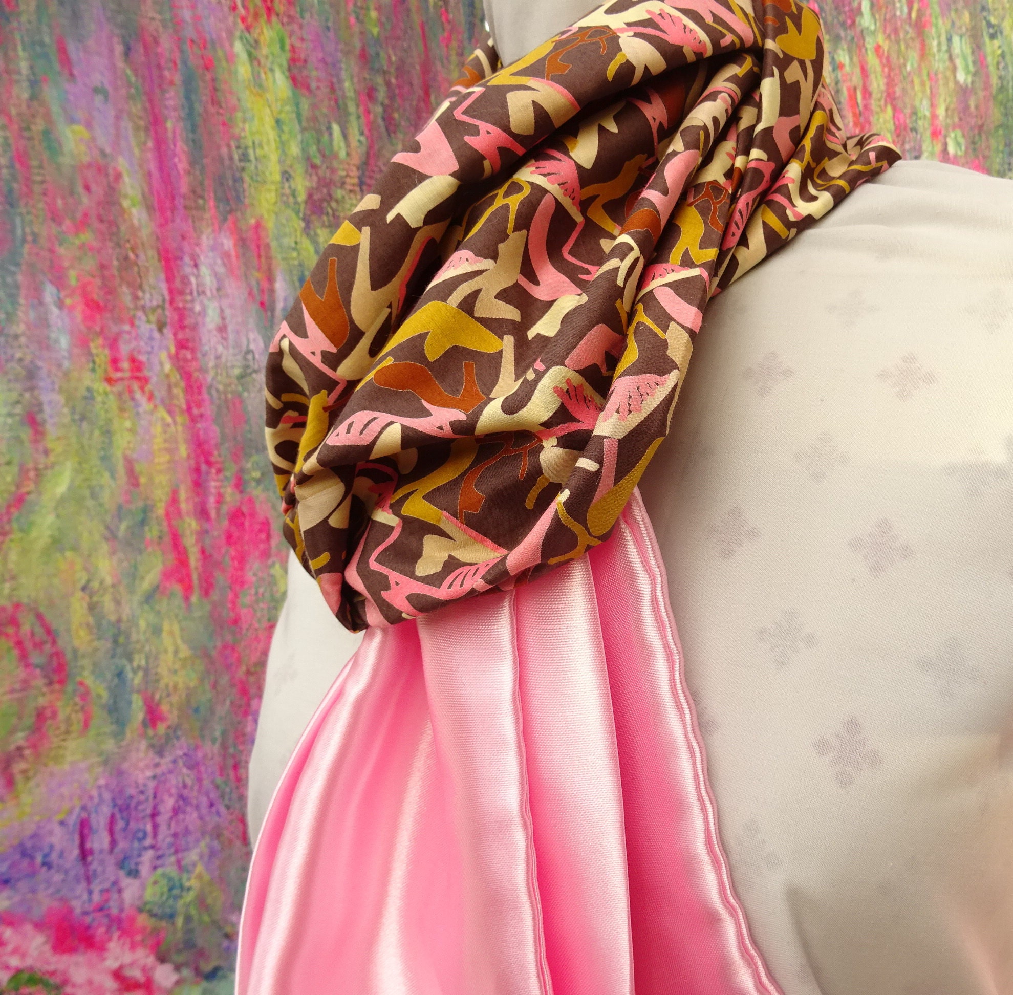 Liberty of London Print Scarf Tana Lawn Clara Shoe Design, Pink Scarf With  Contrasting Satin Fabric.mothers Day Gift -  Canada