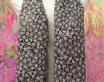 Rose Infinity or Long  Scarf  . Black and  White . Soft Cotton .57 inches  ( 144 cm) by 9 inches ( 23 cm )  ( John Lewis Fabric ) UK