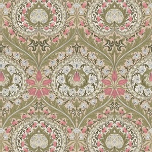 William Morris Eden Tablecloth. Rose. 135cm wide to 400cm long .  Panama fabric. Cotton .  UK  Osc. Napkins
