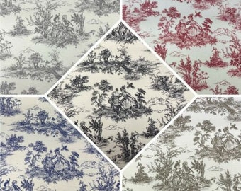 Camino de mesa Toile de Jouy. 5 colores. 135 cm x 30 cm o 40 cm, 53 pulgadas x 14 o 16 pulgadas. Mantel de algodón. Reino Unido.