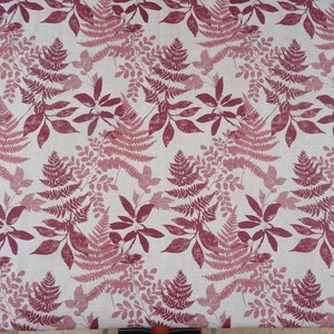 Red Rust leaf Fabric . 140cm wide .Cotton .  Curtain, Cushion Craft fabric. UK Tablecloth Sold in half metres
