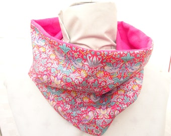 Liberty of London Print / Cashmere Strawberry Thief Scarf. Cowl. Snood . Limited Edition. Cotton Tana Lawn fabric and Soft Cashmere.
