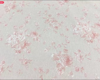 Faded Roses Tablecloth . Red. 135cm wide Up to 400cm long . Cotton / Linen look . UK Tablecloth. Garden tablecloth