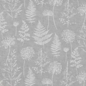 Ready Now! Fern Chervil Tablecloth, ROUND or Square. Dove Grey. 135cm. Cotton  UK Tablecloth UK  ( terr)
