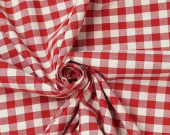 Gingham Red Tablecloth .Rectangle, Oval or Round. 145cm wide Up to 400cm long  .Cotton .  UK Tablecloth UK Christmas Gift Foy