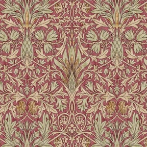 Tovaglia con motivo testa di serpente di William Morris. Cotone. Colore vino. 135 cm di larghezza per 400 cm di lunghezza. Tessuto Panama. Tovaglioli UK Osc.