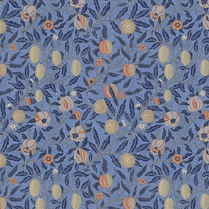 William Morris Pomegranate Tablecloth .Royal . Blue.  135cm wide. 100 to 400cm long .  Cotton . Tablecloth UK  osc Napkins