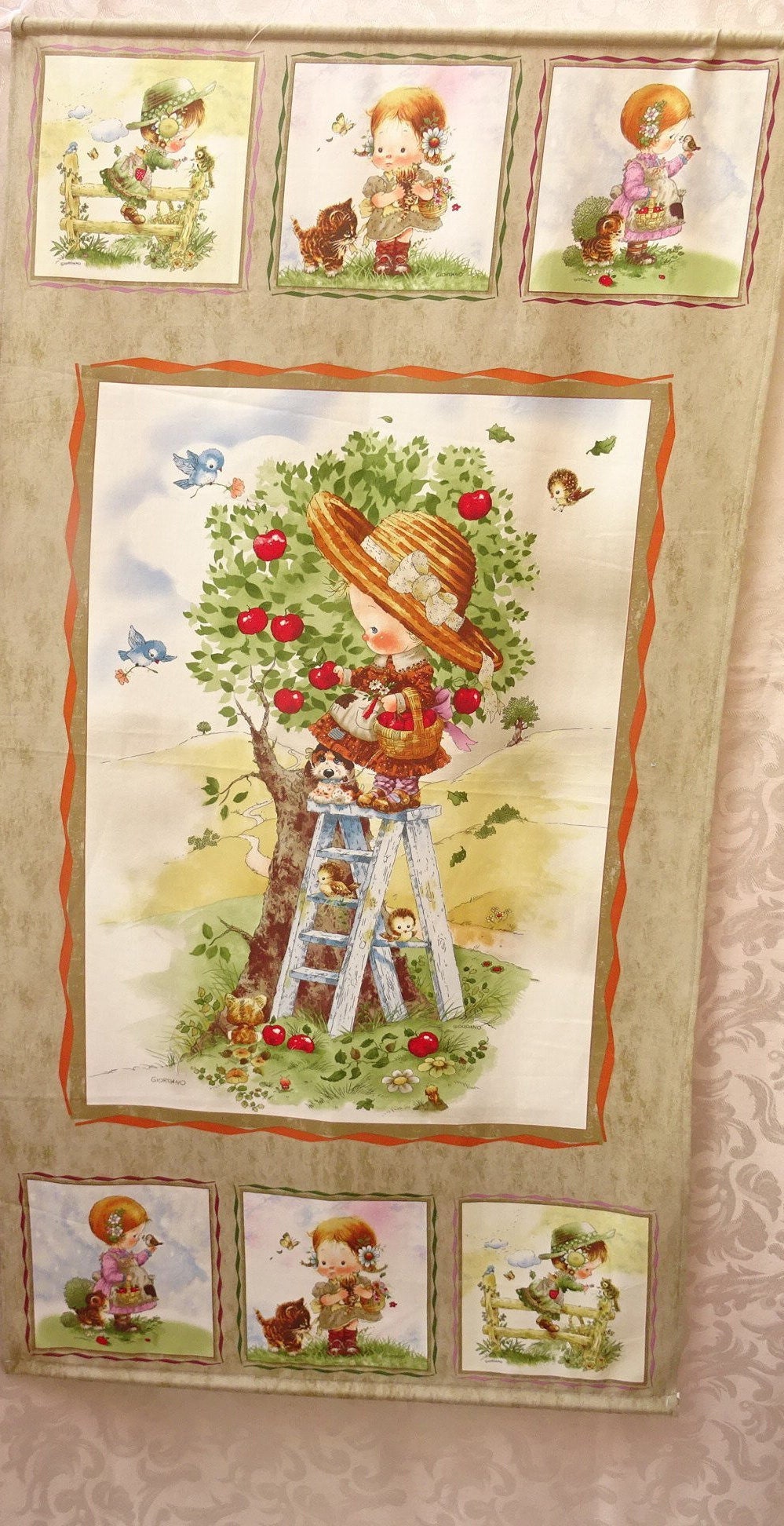 Girl Wall Hanging Childs Bedroom Decoration Fabric Cotton