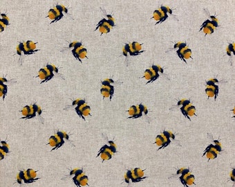 Bumble Bee Table Runner . Queen Bee and Mini Bee.  135cm x 30cm or 40cm or 45 cm  , 53 inch x   11 or 15 or 17  inch .Cotton  Tablecloth UK