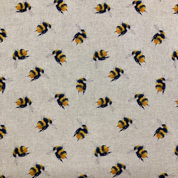 Bumble Bee Table Runner. 135cm long x 30cm or 40cm wide ,  .Cotton Linen look UK Tablecloth