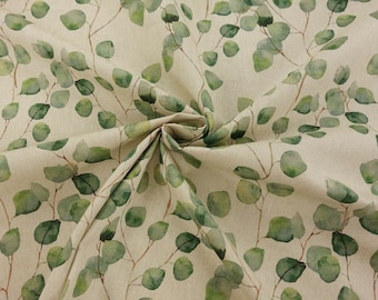 Camino de mesa con estampado de hojas verdes. 100 cm, 135 x 30 o 40 cm. Mantel de algodón fabricado en el Reino Unido.