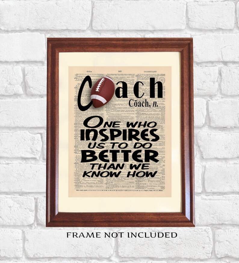 Football Coach Dictionary Print Coach Appreciation Coach Etsy