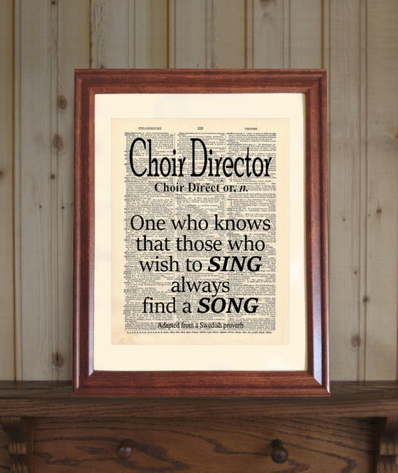 Choir Director Dictionary Print Choir Director Gift Choir Etsy