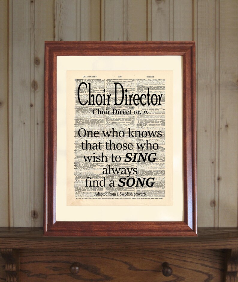Choir Director Dictionary Print Choir Director Gift Choir Etsy