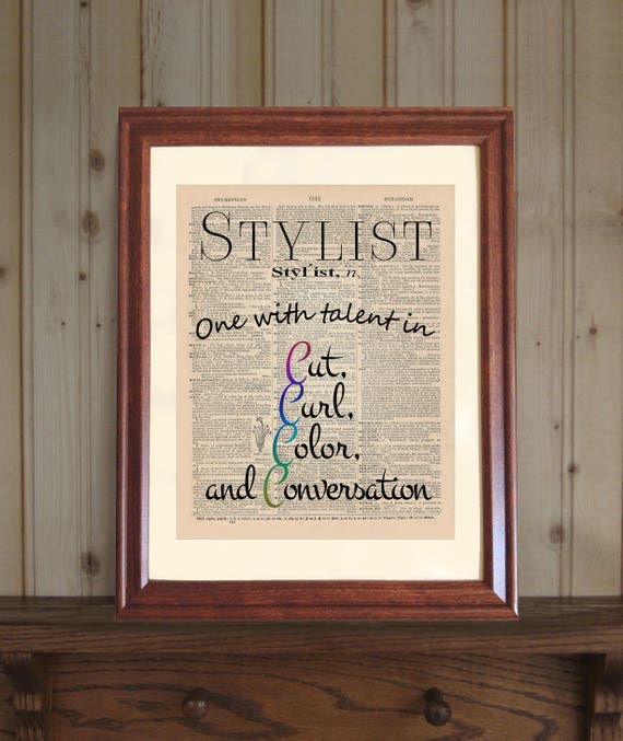 Stylist Dictionary Print Hair Salon Decor Hair Stylist Etsy