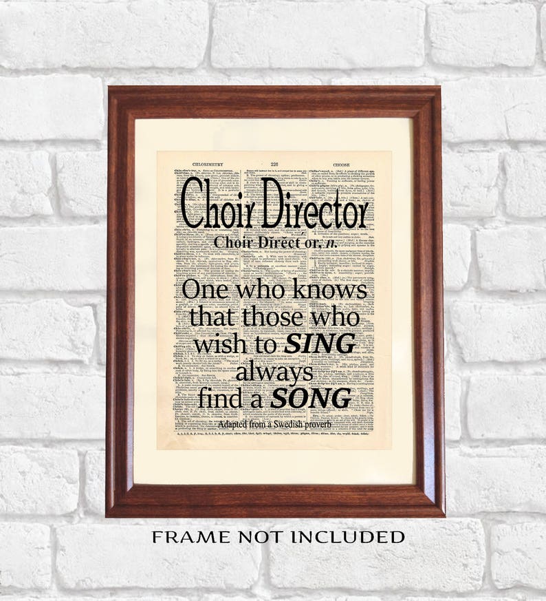 Choir Director Dictionary Print Choir Director Gift Choir Etsy