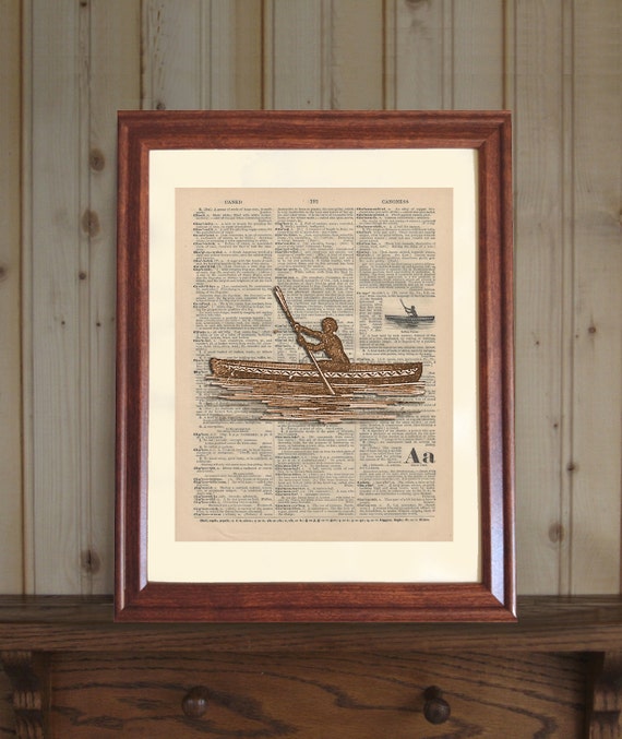 Canoe Dictionary Print Antique Canoe Drawing 3D Canoe Print Etsy