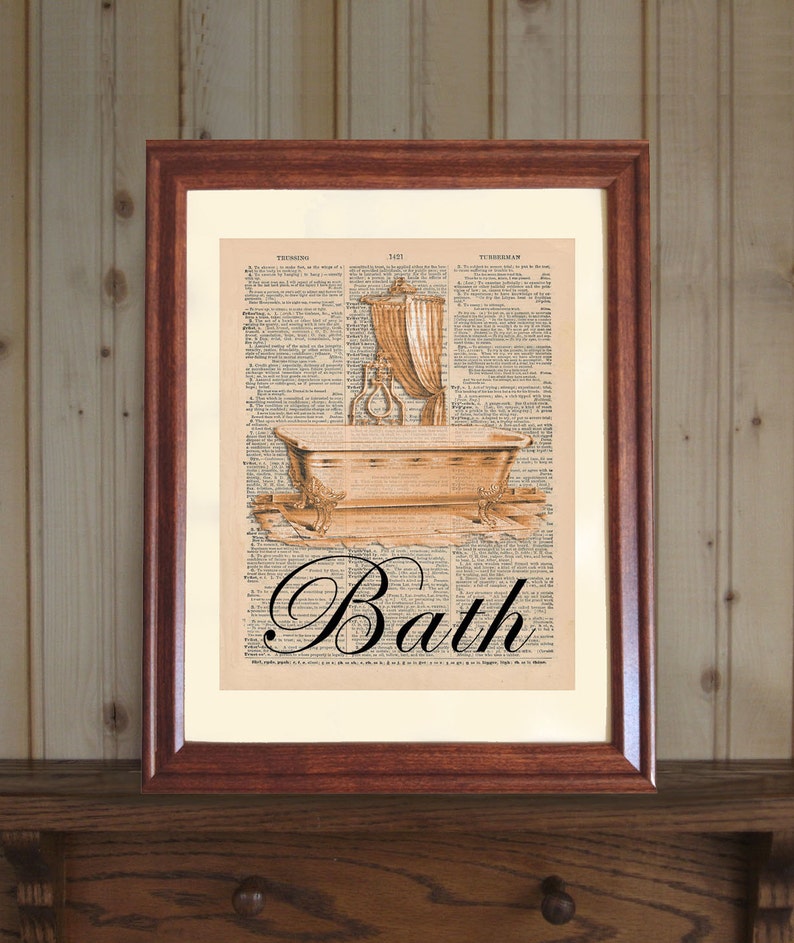 Bath Dictionary Print Bathroom Wall Art Bathroom Decor Etsy