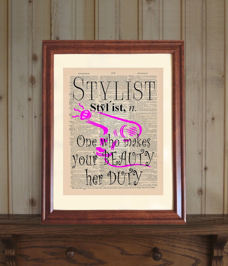Stylist Dictionary Print Stylist Gift Salon Decor Stylist Etsy