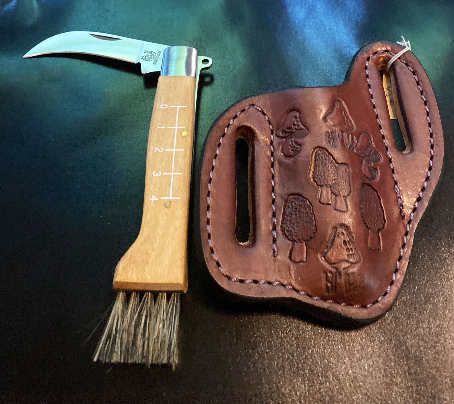 Morel Mushroom Knife with handmade leather pancake sheath Etsy