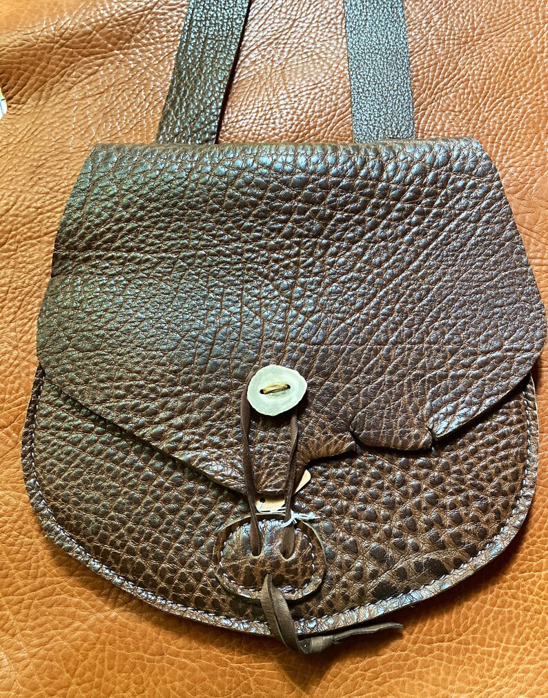 Hand made dark brown Buffalo leather possibles bag leather Etsy