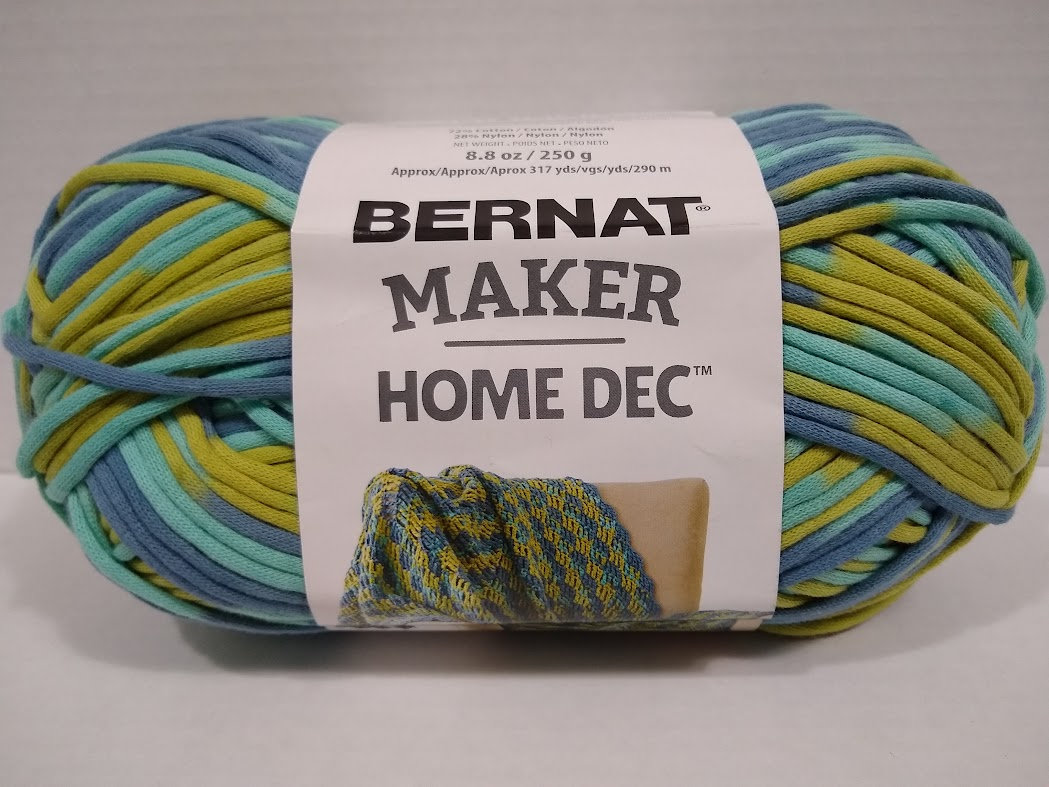 Bernat Maker Home Dec Corded Yarn Bundle 2 Skeins with 4 Patterns 8.8 Ounce  Each Skein (Green Pea)