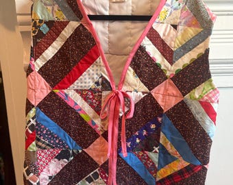 Patchwork Quilt Vest, Size L