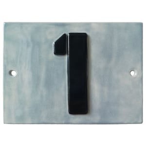 Industrial handmade ceramic housenumbersign | Custom made grey housenumber plate army stencil font | Unique personalized home number