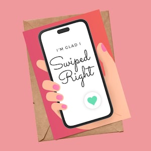 Custom Funny Online Dating Valentines Day Greeting Card Cute Anniversary Card for Partner Husband Wife Handmade Blank Card